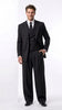 Tiglio Rosso Men’s Black Super 150’s Italian Wool 3-Piece Suit – Double-Breasted Jacket, Vest and Wide-Leg Pleated Pants