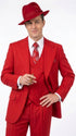 1920s Christmas Holiday Gangster Men’s Red Pinstripe 3-Piece Suit – Peak Lapel Classic Fit Pleated Pants
