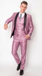 Men’s Shiny Mauve Pink 3 Piece Tuxedo – Wedding & Prom Suit with Black Shawl Lapel