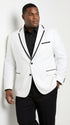 Men’s White Disco Blazer 70s Era Costume Jacket – Black Trim Retro Party Blazer, Vintage Dance Outfit, Stylish Evening Themed Wear