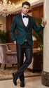 Tazzio Men’s Hunter Green & Black Paisley Tuxedo – Skinny Fit Shawl Collar 3-Piece Prom and Wedding Suit