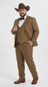 Men’s Light Brown Western 3-Piece Suit – Cowboy Wedding Suit with Vest British Khaki Bronze Color