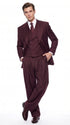 Tiglio Rosso Men’s Burgundy Wool Suit – Classic Fit Big Lapel Suit with Wide Leg Pleated Pants & Side Vents