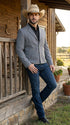 Mens Gray Western Blazer Set – Cowboy Style Jacket and Pants Outfit Classic Country Western Suit