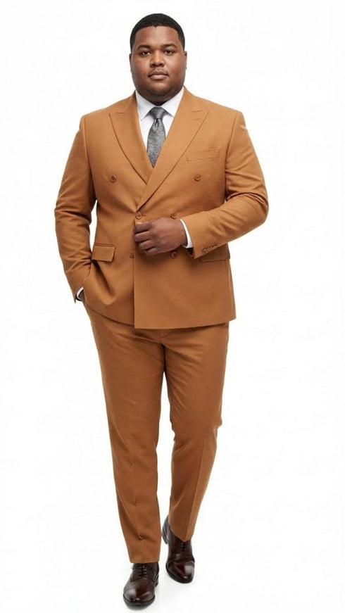 Men’s Vitali Brand Rustish Orange Brown Copper Color Double Breasted Slim Fit Suit