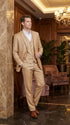 Men’s Camel Khaki Bronze Sharkskin 3-Piece Suit – Modern Wedding, Business and Formal Suit with Matching Vest