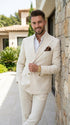 Men’s Ivory Linen Double Breasted Blazer, Lightweight Wedding Dinner Sport Coat Jacket Cream Off White