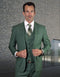 Mens 2 Button Slim Fit Vested Wool Suit in Forest Green