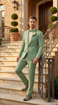 Mens Sage Green Wedding Tuxedo, Shawl Lapel Formal Groom Prom Tuxedo Suit