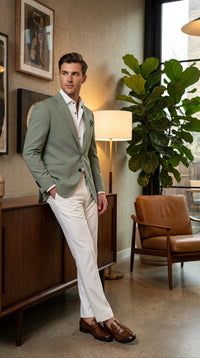 Men’s Sage Green Blazer – Two Button Notch Lapel Formal Jacket for Wedding, Summer and Party Wear in Light Green Sport Jacket