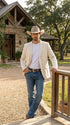 Men’s Off White Casual Blazer – Classic Western Style Lightweight Summer Cowboy Jacket Casual Ivory Cream Color