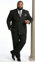 Men’s Black Pinstripe Double Breasted Suit – Peak Lapel Classic Fit Formal Business Conservative settle stripe
