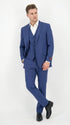 Men’s Royal Blue Pinstripe Three Piece Suit – Classic Formal 3PC Business and Wedding Suit Indigo Teal Saphire Pinstripe