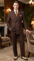 Men’s Brown Vintage Double Breasted Suit, Classic 1940s Style Formal Wedding Business Suit Set