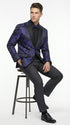 Mens Royal Blue Paisley Jacquard Blazer – Luxury Pattern Tuxedo Dinner Jacket with Black Satin Lapel for Wedding, Prom With Bowtie