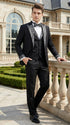 Mens Black and White Lapel Tuxedo Suit – Black Formal Tuxedo with White Pattern Lapel for Wedding, Prom and Evening Events