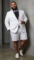 Men’s White Tuxedo Suit with Shorts – Modern Formal Blazer and Short Pants Set for Wedding, Prom Summer Fabric