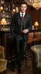 Men’s Black Shiny 3 Piece Tuxedo Groom Suit, Formal Vest Suit for Weddings, Prom, Black Tie Events, Black Lapel