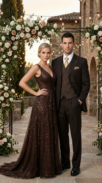 Men’s Dark choclate Brown Three Buttons 3 Piece Suit – Classic Brown 3PC Wedding, Church and Business Formal Suit for Men