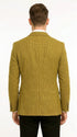 Men’s Mustard Gold Yellow Houndstooth Blazer Jacket, Check Pattern Formal Sport Coat for Weddings, Prom, Business 2 Buttons Modern Fit