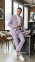 Men’s Lavender Seersucker 2 Piece Suit, Lightweight Summer Blazer and Pants Set for Weddings, Parties, Prom, and summer fabric