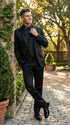 Men’s All Shiny Black Satin Suit – Black Satin Tuxedo Suit for Prom, Wedding, Formal Party and Evening Events Double breasted Vest