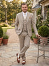 Men’s Light Tan Tweed Great Gatsby 3 Piece Suit – Vintage Vested Wedding Suit, 1920s Classic Formal Outfit Herringbone