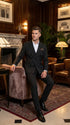 Men's Black Pinstripe Tuxedo Suit – Classic  & 1920s Gangster Formal Wear Vintage 1940s 1930s Look