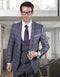 Mens 2 Button Suit with Low Cut Vest in Charcoal Plaid