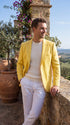 Zacci Brand Men’s Lemon Yellow Blazer Peak Lapel Hopsack Weave – Stylish Formal Blazer Jacket for Wedding, Party, Prom and Smart Casual Wear