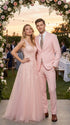 Men’s Light Pink 2 Piece Suit, Formal Dress Suit for Weddings, Prom, Parties, Summer Events Slim Fitted By Vitali