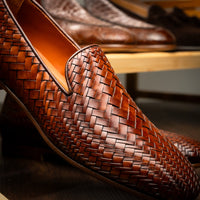 Zelli Rizzo Woven Calfskin Loafer in Cognac | Timeless Italian Style