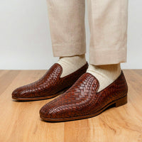 Zelli Rizzo Woven Calfskin Loafer in Cognac | Timeless Italian Style