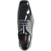 Bravo Mens Classic Moc Toe Shiny Patent Tuxedo Prom Shoe in Black
