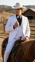Men’s White Western Cowboy 3 Piece Tuxedo Suit, Formal Wedding Prom Groom Suit Set