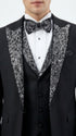 Mens Black and White Lapel Tuxedo Suit – Black Formal Tuxedo with White Pattern Lapel for Wedding, Prom and Evening Events
