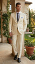 Men’s Ivory Paisley Shiny Suit – Flroal Formal Wedding and Prom Suit for Party, in Cream Off White