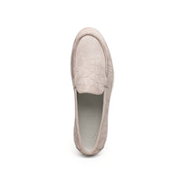 Zelli Livorno Stampata Crocodile Embossed Nubuck Loafer in Bone