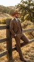 Men’s Light Brown Western 3 Piece Suit – Classic Country Style Blazer Vest Pants Set, Formal Cowboy Suit Toast