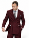 Statement Mens 2 Piece 100% Wool Modern Fit Double Breasted Suit - Front Vents in burgundy