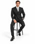 Mens Double Breasted Gangster Bold Pinstripe Suit in Black