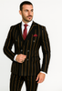 1920s Style Suit - Gangster Suit - Pinstripe Suit - Double Breasted Suits - Black And Gold Pinstripe