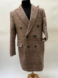 Mens Peaky Blinders Gray Plaid Double Breasted Overcoat + Suit  Peaky Blinders Vintage Wool Blend Coat 1920s