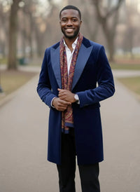 Mens Navy Velvet Victorian Tailcoat Tuxedo – Three Quarter Length Cutaway Stage And Wedding Jacket