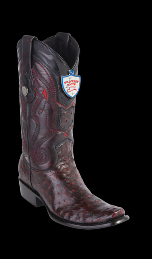 Wild West Botas de Avestruz Horma Dubai Blackcherry