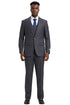 Men's Stacy Adams Peak Lapel Suit with Double Breasted Vest in Charcoal Grey Windowpane Plaid