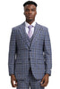 Men's Stacy Adams Two Button Vested Glen Plaid Check Suit in Grey