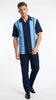 Men’s Navy and Sky Blue Walking Suit – 2-Piece Short Sleeve Casual Leisure Outfit