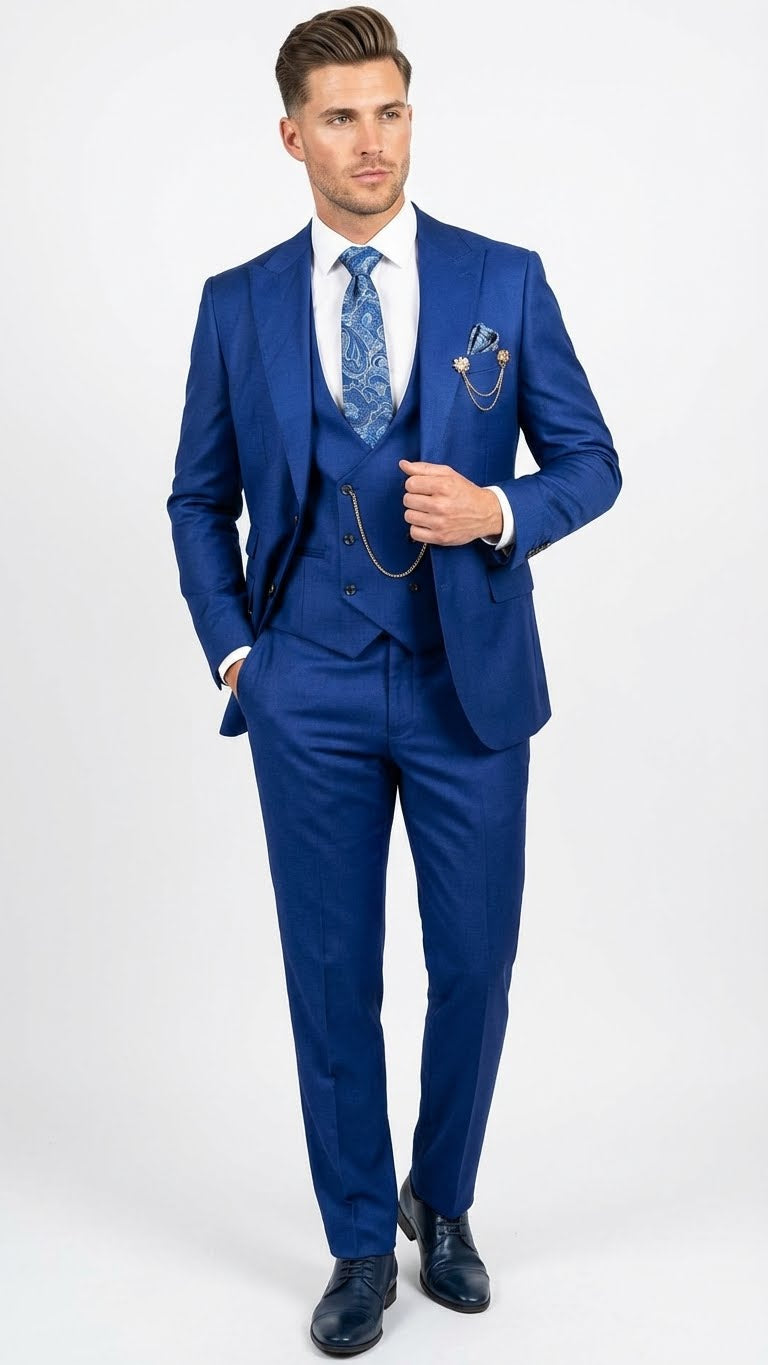 royal blue dress and suit Dresseswow Chic Black Lapel Homecoming Prom Suits With Royal Blue Jacquard