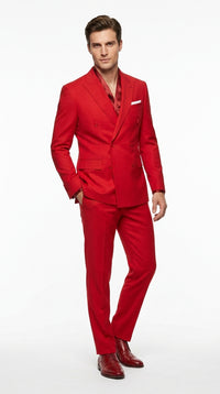 Men’s Red Double Breasted Suit – Peak Lapel Wedding, Prom & Formal Party Suit